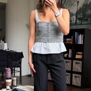 Zara sleeveless gray and white corset top